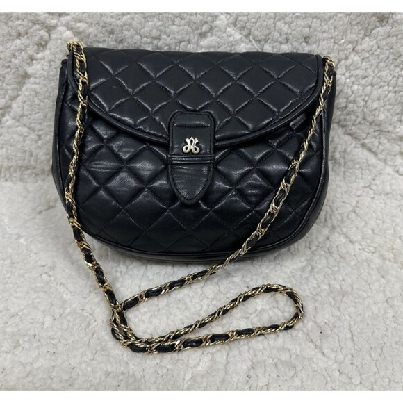 Jay Herbert Handbags - Jay Herbert New York vintage quilted black leather chain purse crossbody bag